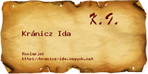Kránicz Ida névjegykártya